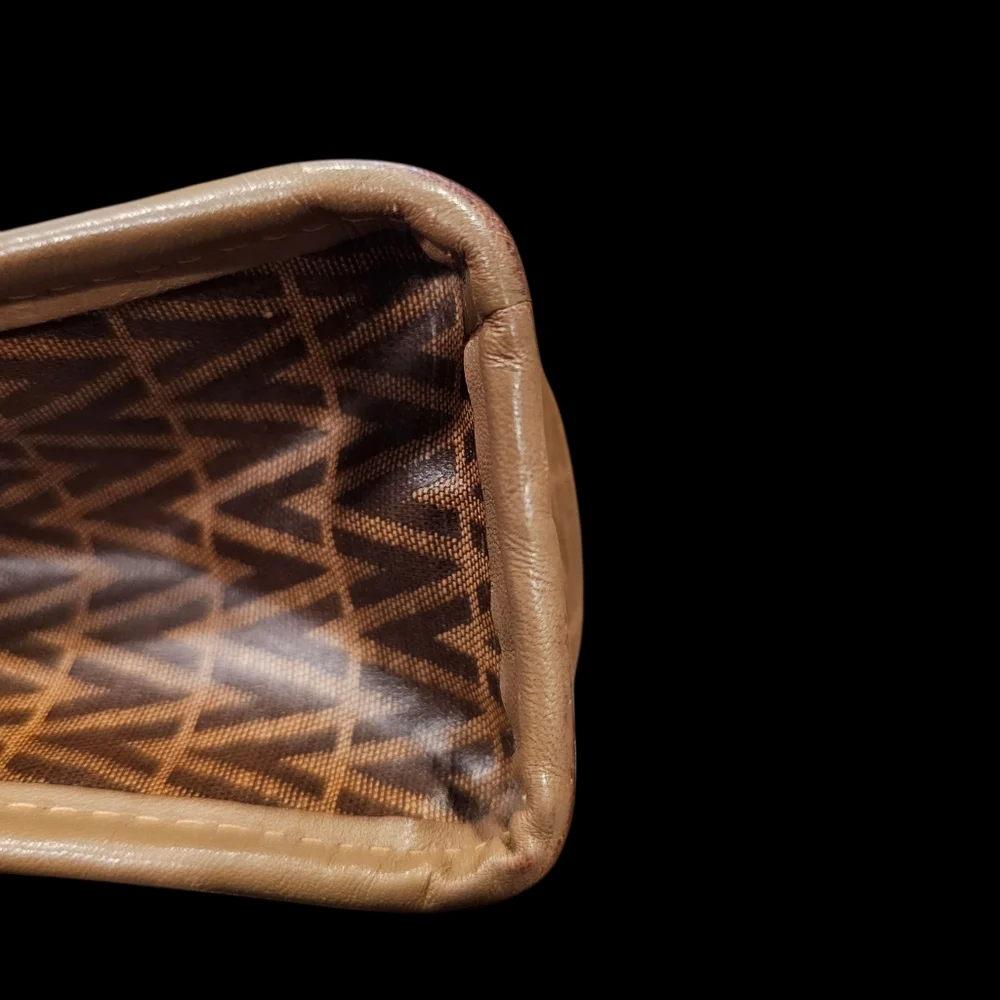 MARIO VALENTINO V-Pattern Tan and Brown Clutch